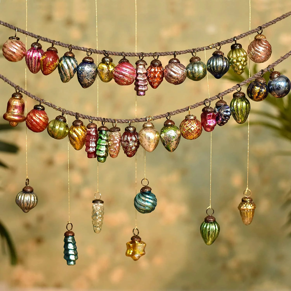 75 Piece Antique Glass Christmas Tree Ornaments Y19266