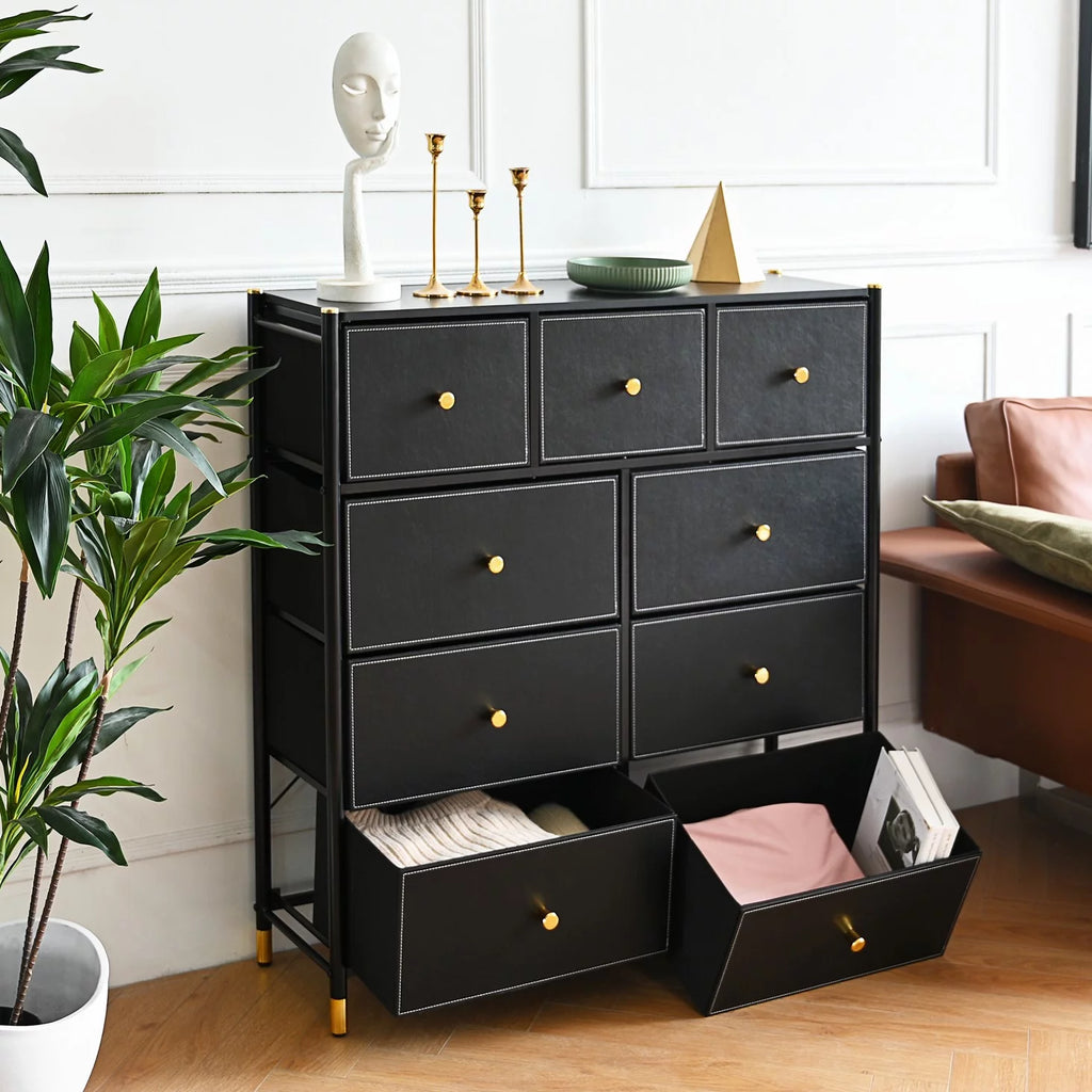 Black 9 Drawer Dresser Chest Storage Organizer V628259
