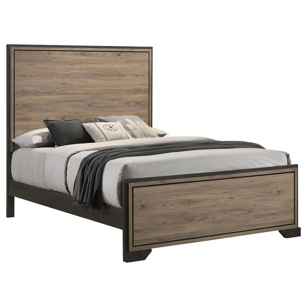 Queen Bed in Brown and Light Taupe K544333