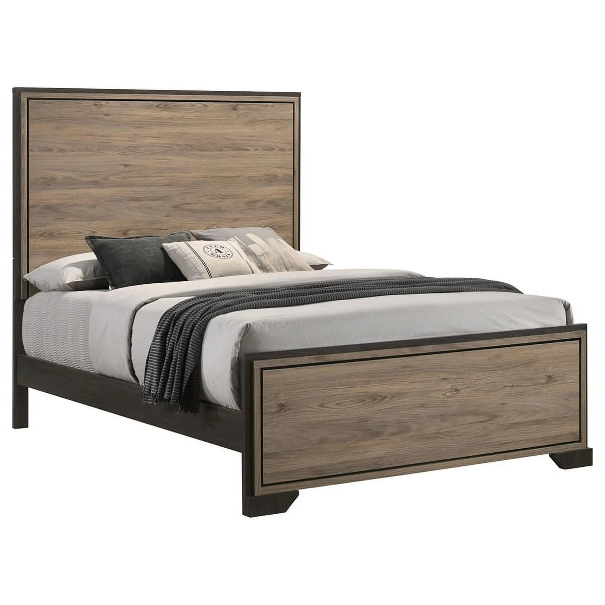 Queen Bed in Brown and Light Taupe K544333