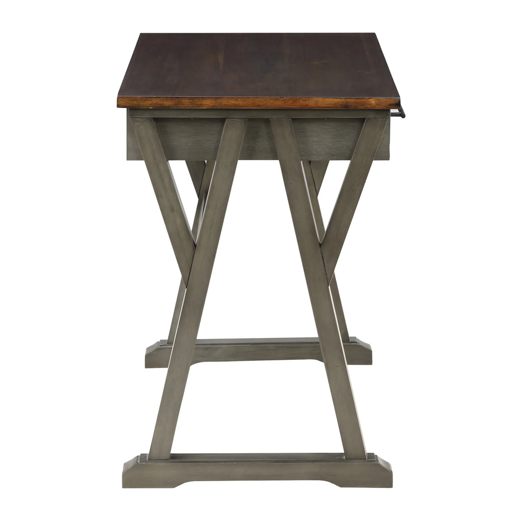 Slate Gray Engineered Wood Writing Desk with Drawers Z70046