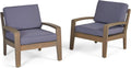 Acacia Wood Club Chairs, Gray, 2-Pcs Set N54225