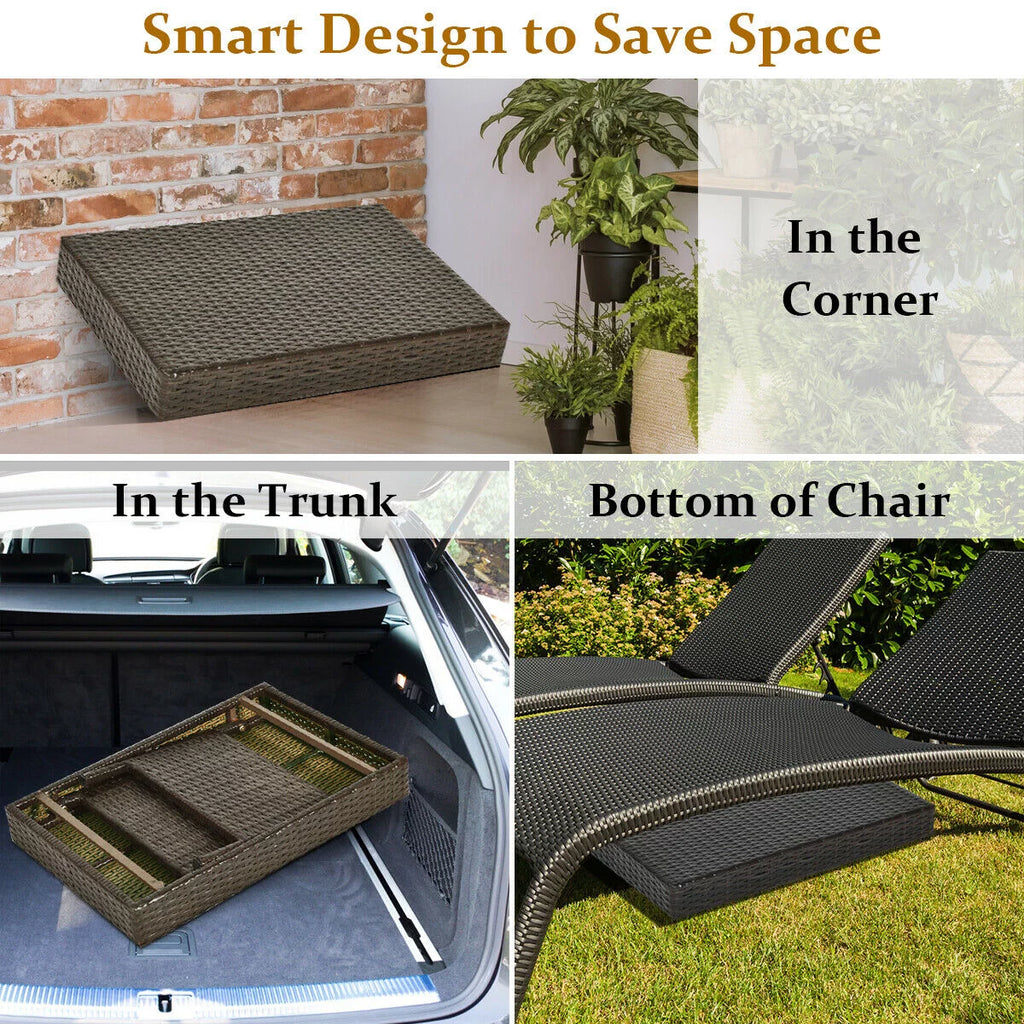 Folding Wicker Side Coffee Table Z510642