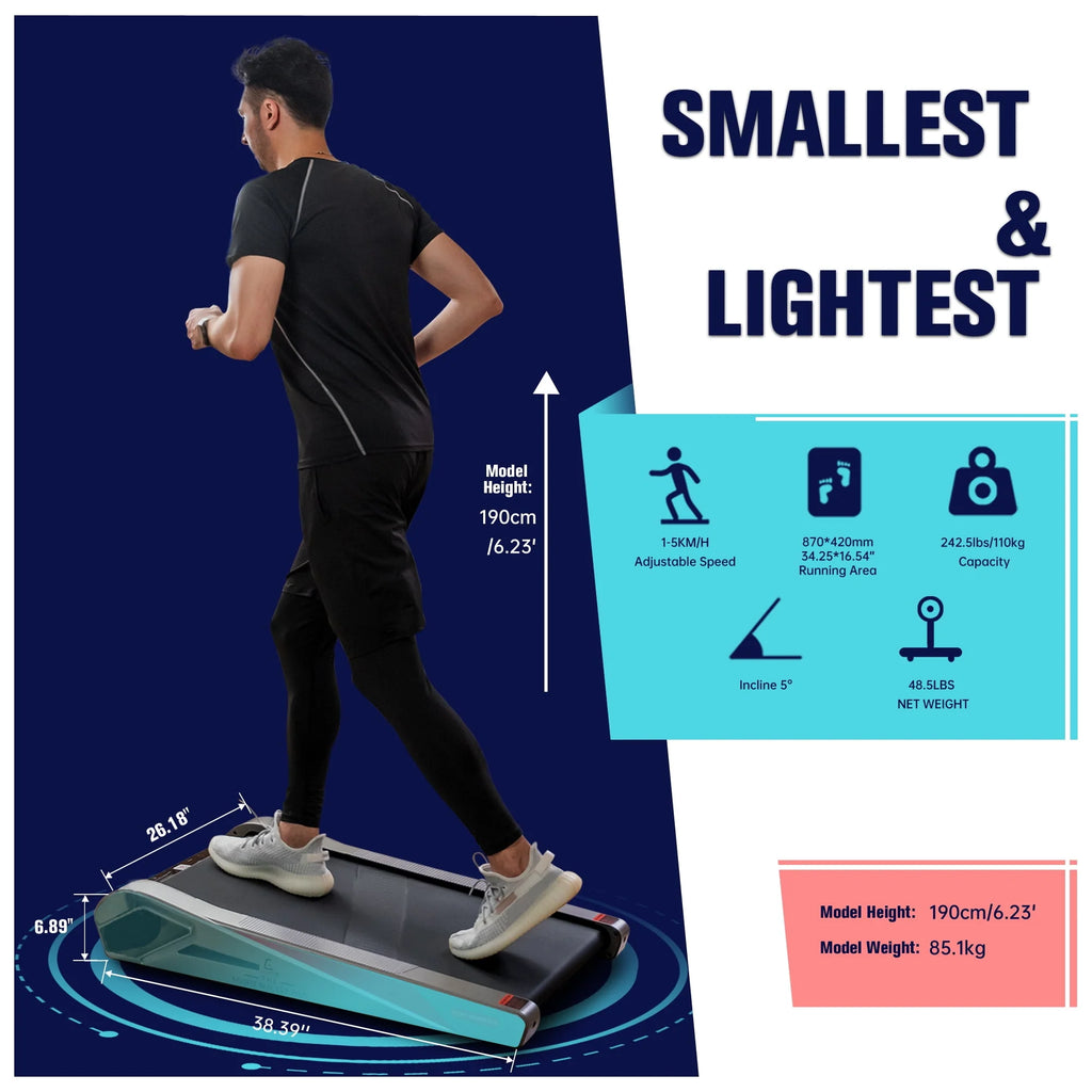 Under Desk Electric Walking Treadmill 2.0HP 5 Incline X8703