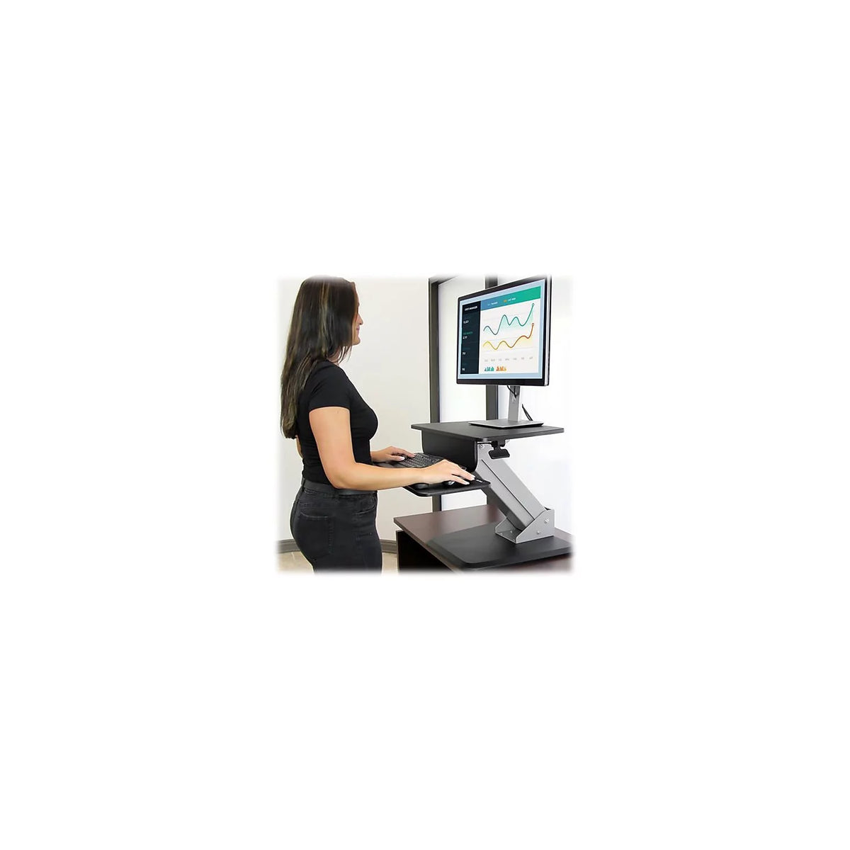 30 inch Sit-to-Stand Workstation Black/Silver M8859