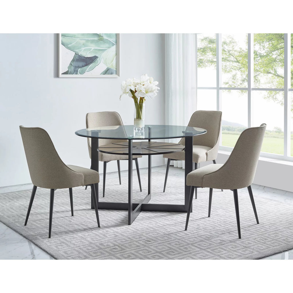 Medium Brown Metal Base Dining Table D350764