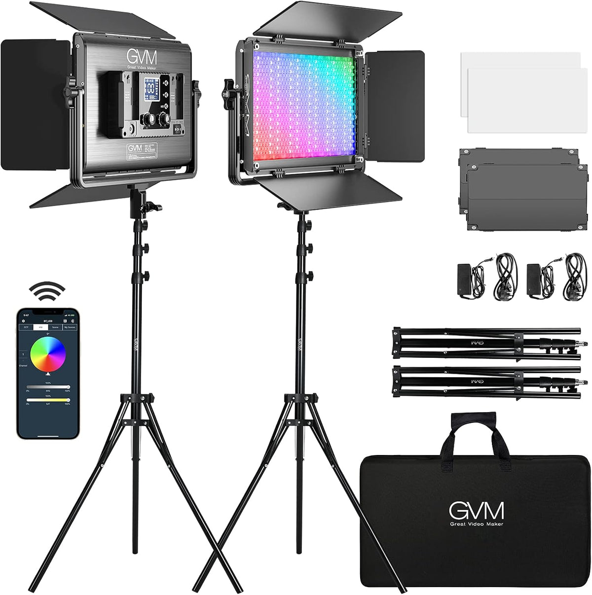 RGB LED Video Light 65W 2 Packs Aluminum Alloy J161093