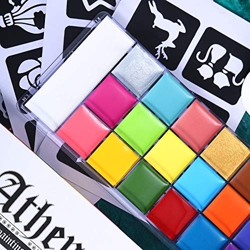 20 Colors Face Body Paint Oil Makeup Set with Mixing Palette and Brushes K583
