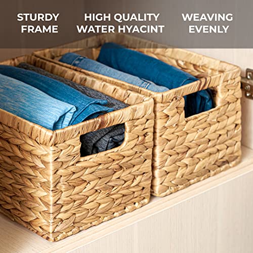 Set of 6 Natural Water Hyacinth Woven Storage Baskets with Built-in Handles R984452