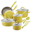 12 Piece Hard Porcelain Enamel Nonstick Pots and Pans, Lemongrass Green N397