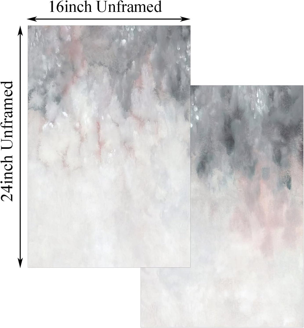 Abstract Gray White Pink Canvas Painting 16x24inchx2 No Frame M541868