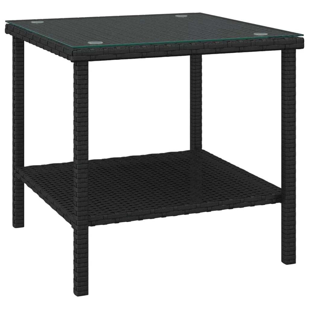 Black Poly Rattan and Tempered Glass Side Table A536836