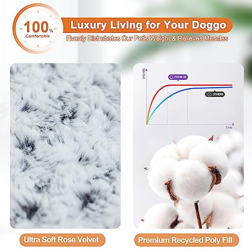 Grey Washable Plush Dog Bed, 35"x23" F4266