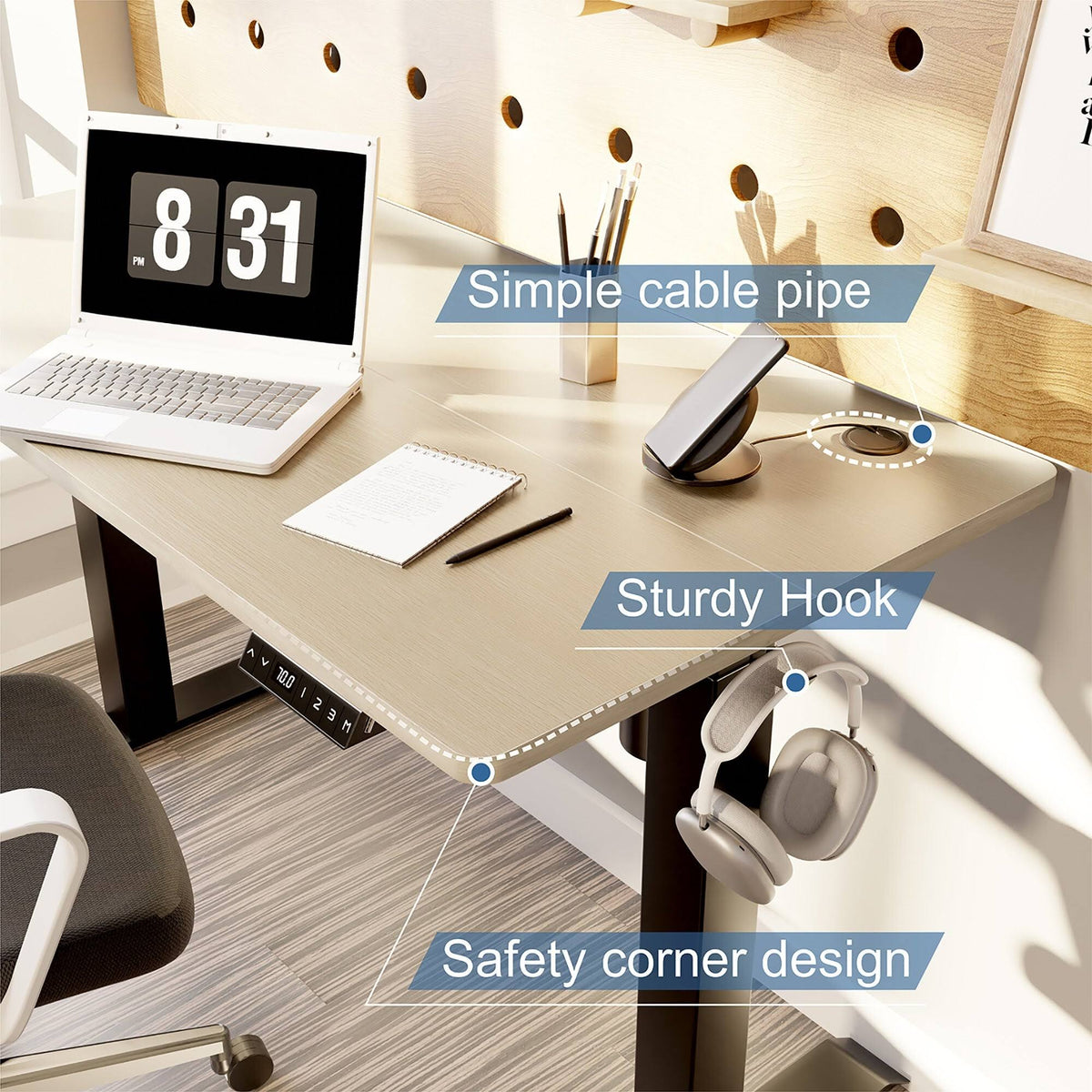 Black 48 x 24 Height Adjustable Electric Standing Desk O1743
