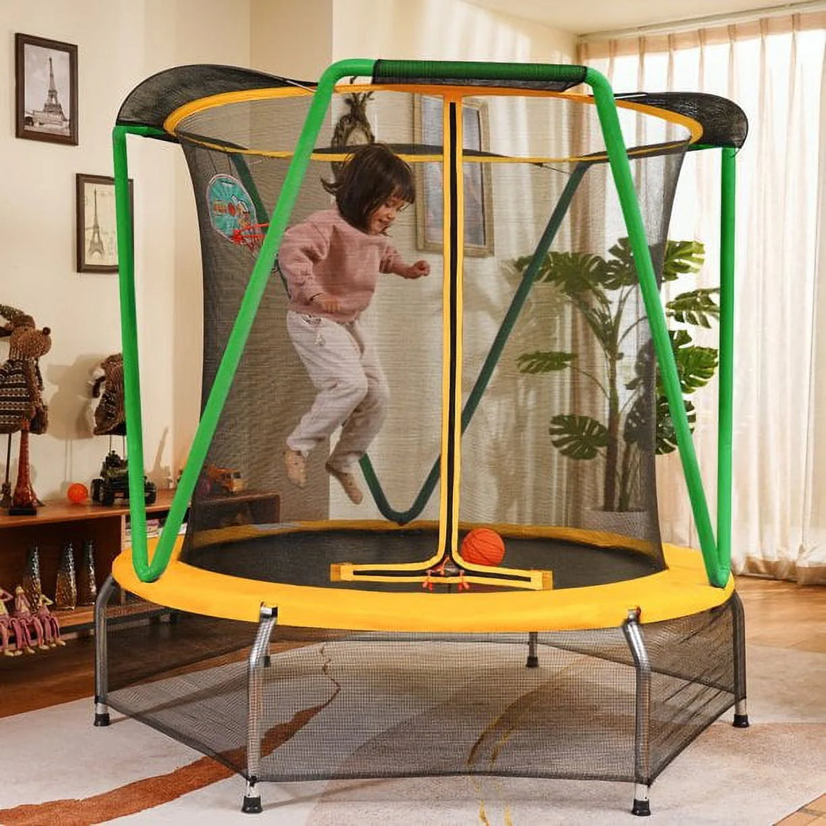 Small No-Gap Trampoline with Basketball Hoop O714