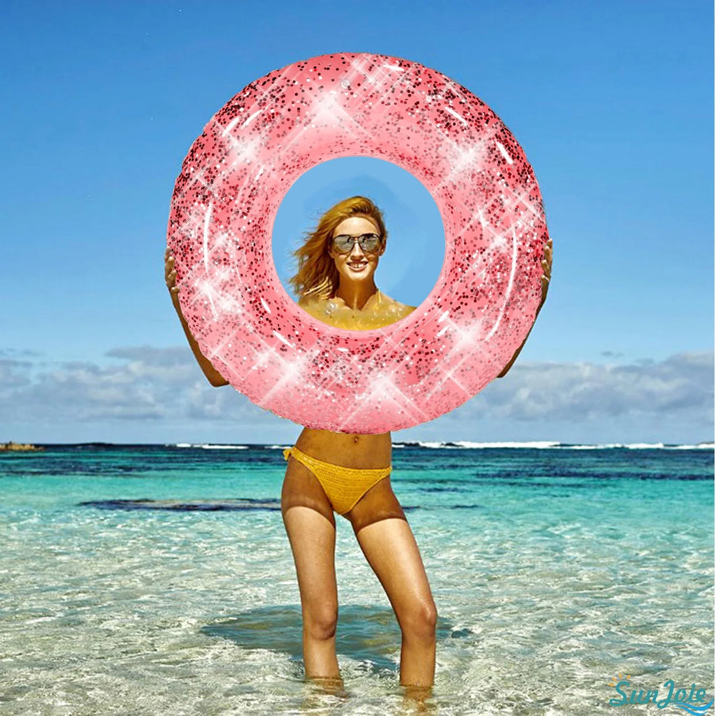 Transparent Glitter Inflatable Swimming Pool Float Y72539