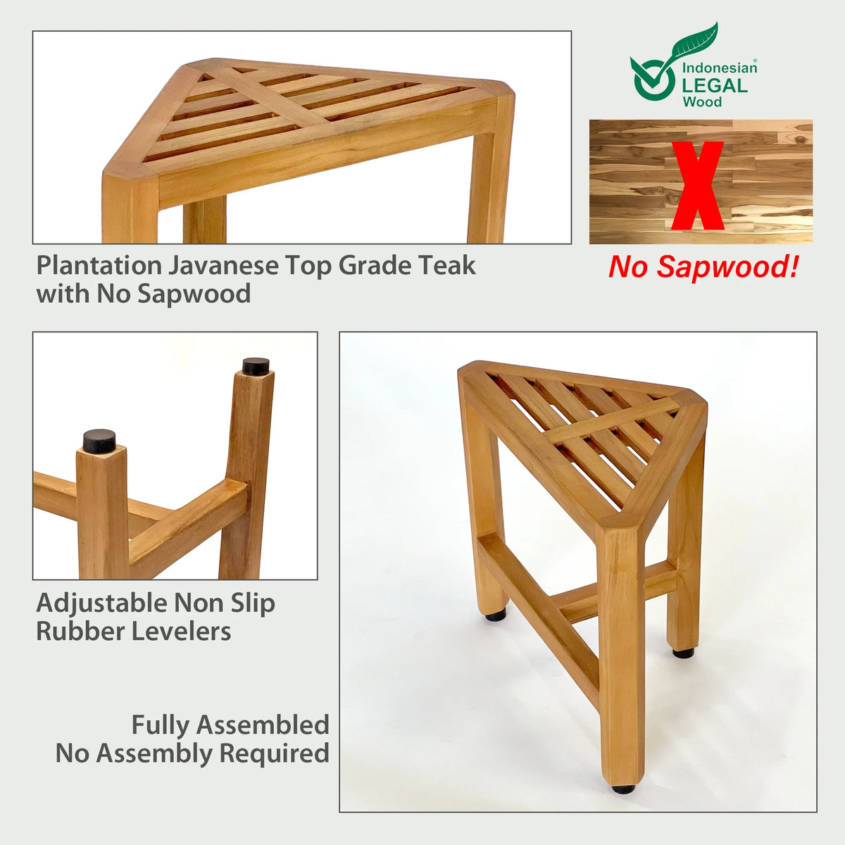 Solid Teak Corner Foot Stool Side Table H823364
