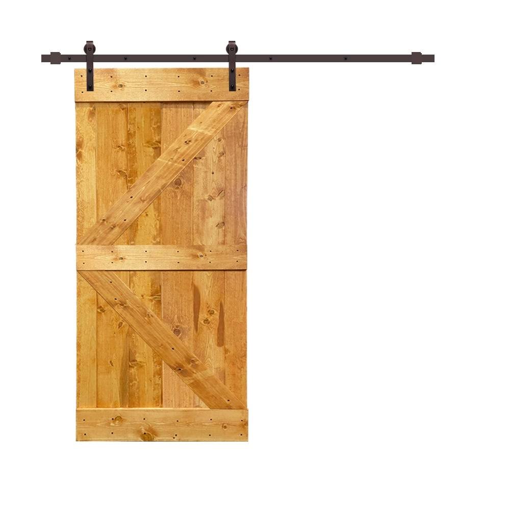 Ocean Blue Stained Wood Sliding Barn Door with Hardware Kit X25484