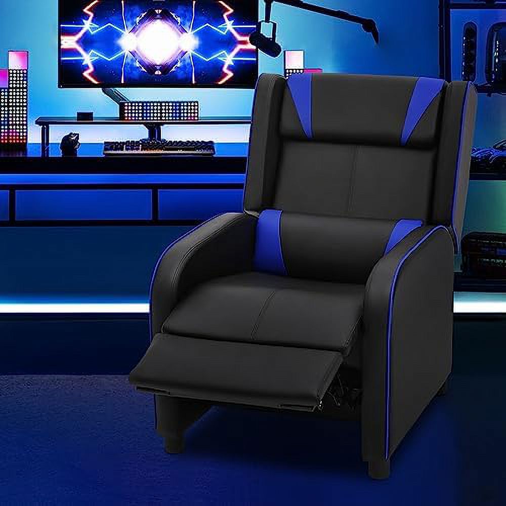 Blue PU Leather Racing Reclining Single Sofa M852