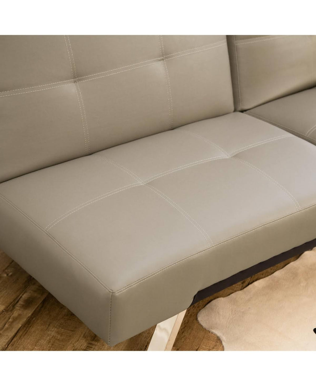 Gray Leather Convertible Sofa Y3703
