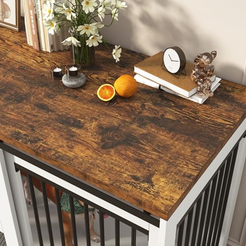 Black Wooden Dog Crate TV Stand with Sliding Metal Mesh Barn Door J541241
