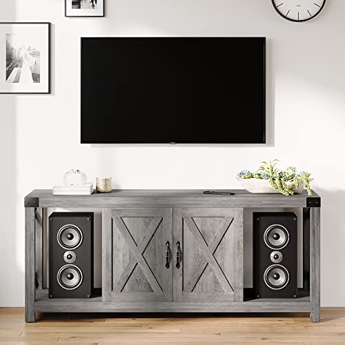 60 Inch TV Stand with Storage and Adjustable Shelves (Grey) R9696