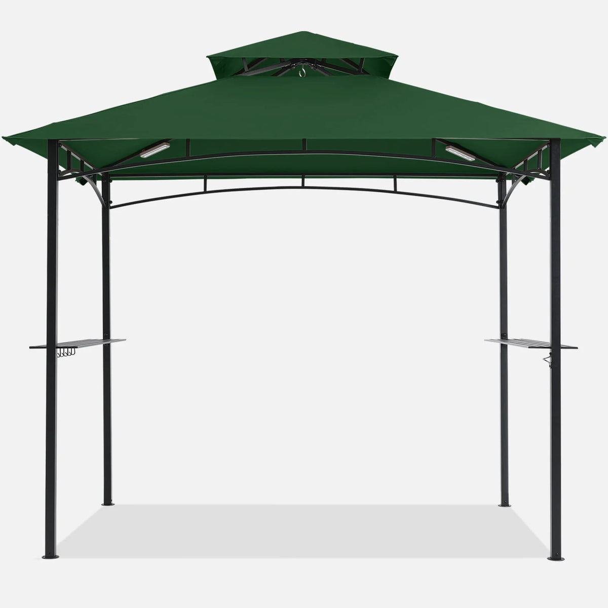 8' x 5' 2-Tiered Grill Gazebo Canopy with 2 LED Lights, Brown D837