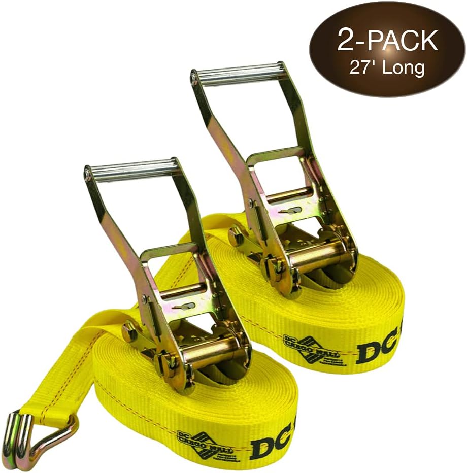 4-Pack Ratchet Tie-Down Straps with Double Wire J-Hooks, 2 x 27' Q161