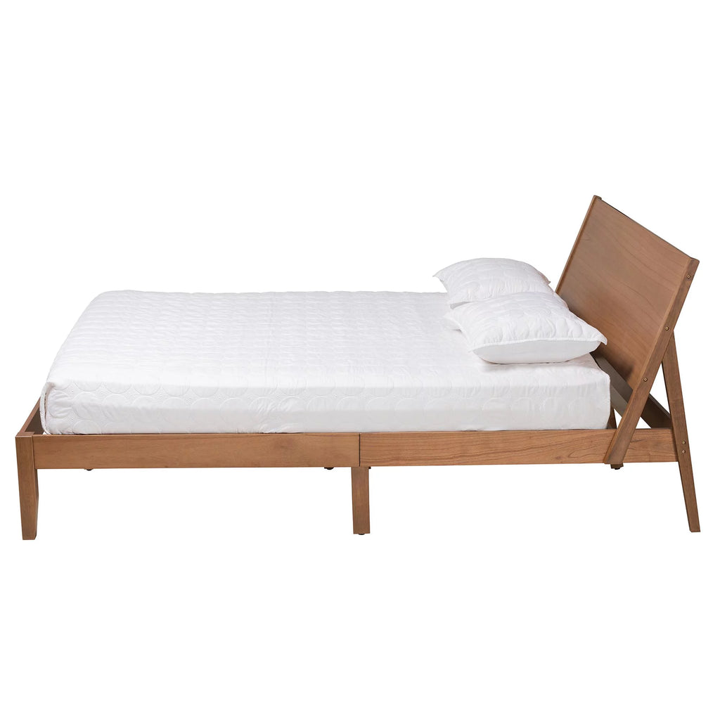 Walnut Brown Wood Queen Size Platform Bed I4359
