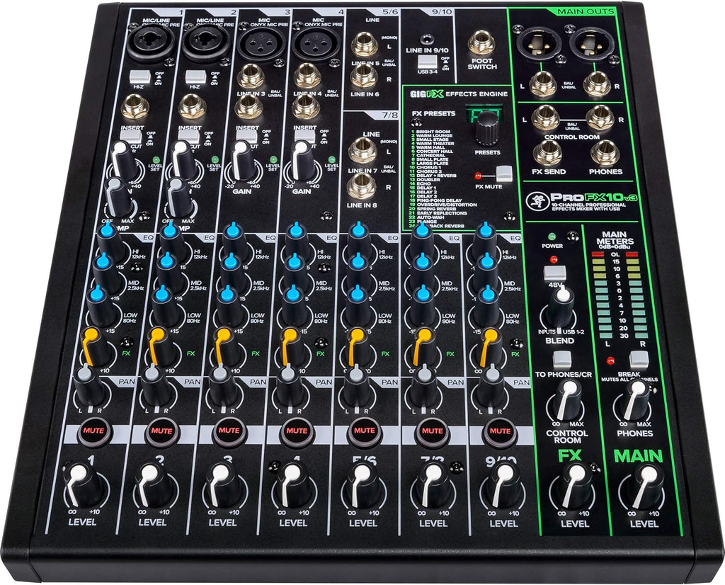 12-Channel Unpowered Mixer with TRS Cable, XLR Cable, Adapter and Cable Ties D28344