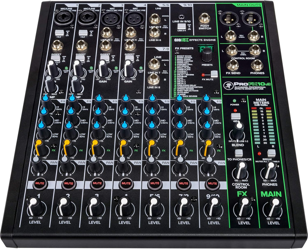 12-Channel Unpowered Mixer with TRS Cable, XLR Cable, Adapter and Cable Ties D28344
