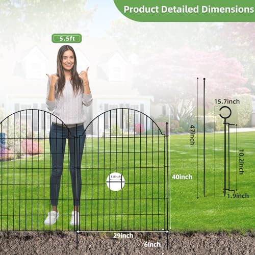 Arched Rustproof Metal No Dig Garden Fence with Ground Stake B471624