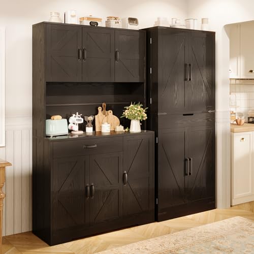 72" Tall Storage Cabinet with Adjustable Shelves & Steel Frame, Dark Grey E5283