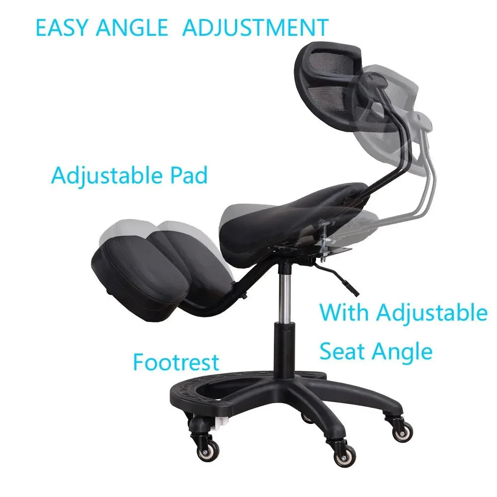 Kneeling Chair with Wheels and Back Support U577