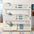 Solid Wood Twin Triple Bunk Bed White P1165