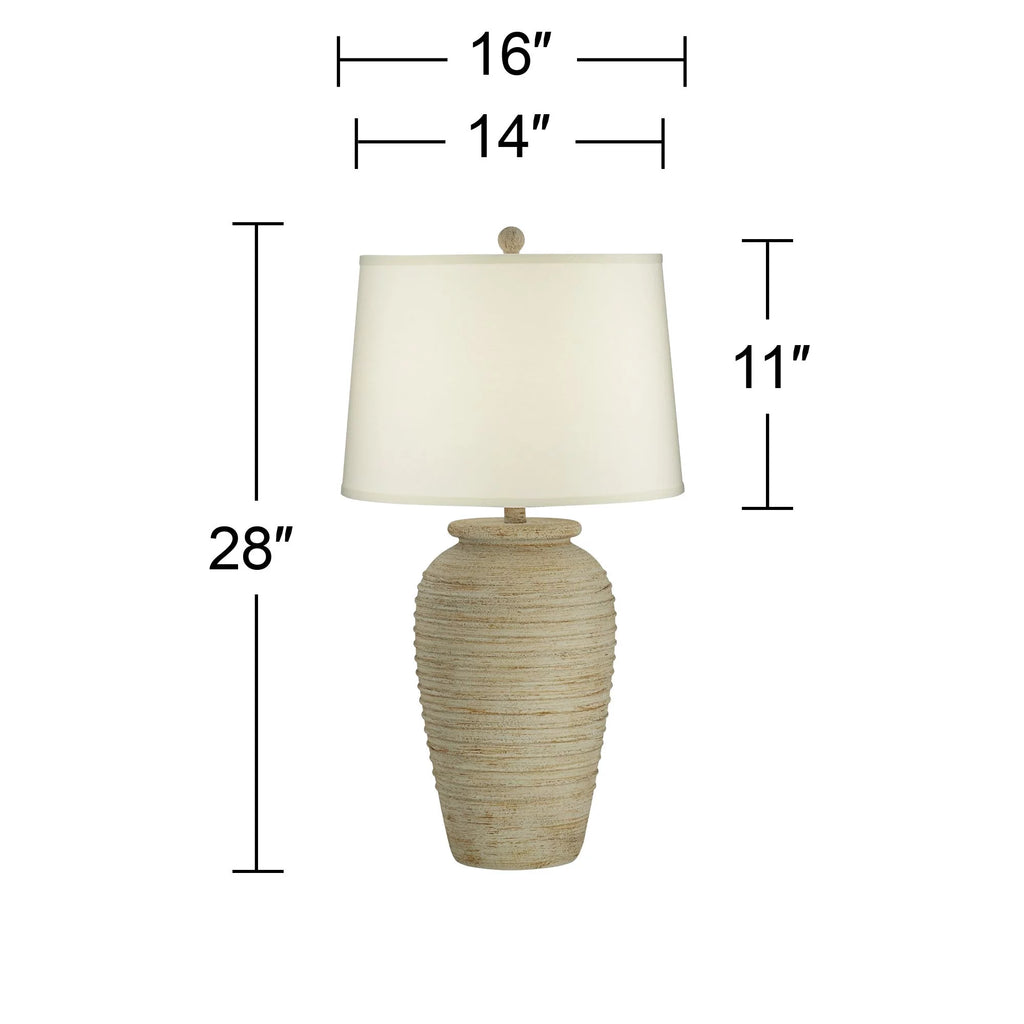 28" Tall Table Lamp with Cream Linen Drum Shade C407