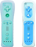 Light Blue Wii Remote Controller 2 Pack with Silicone Case and Wrist Strap J5036