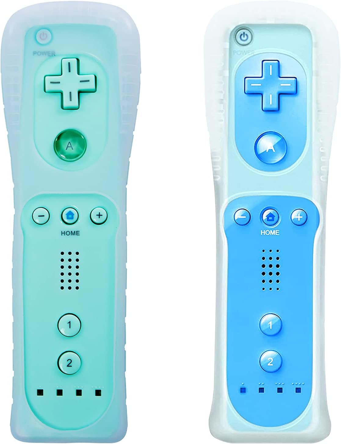 Light Blue Wii Remote Controller 2 Pack with Silicone Case and Wrist Strap J5036