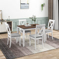 5-Piece Wood Dining Table Set with 4 Upholstered Chairs (Blue) X155