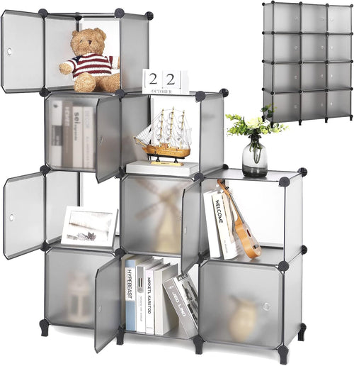 12 Cube Plastic Storage Organizer with Doors N235118