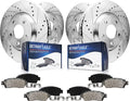 8pc Set Drilled & Slotted Brake Rotors Ceramic Pads for 2010-2015 Chevrolet Camaro V6 LS & LT X999