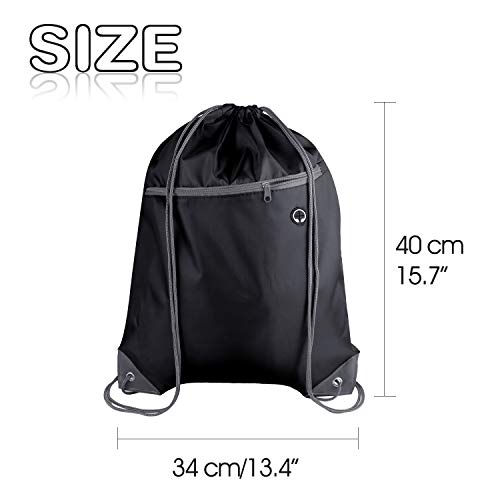 12Pcs Drawstring Backpack Bags with Zipper Pocket and Headphone Hole D45018