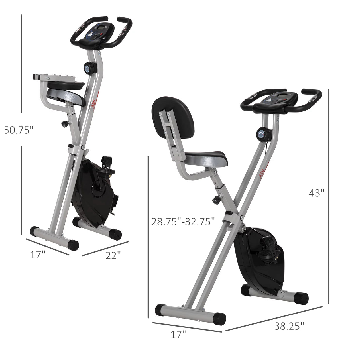 Folding Upright Stationary Exercise Bike with 8 Levels of Magnetic Resistance E987548