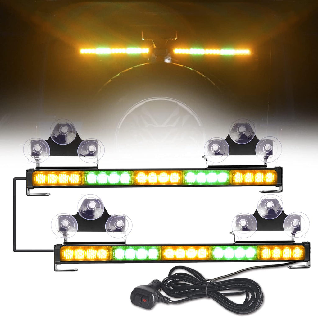 2 in 1 Amber White LED Traffic Advisor Strobe Light Bar Pack of 2 I94508
