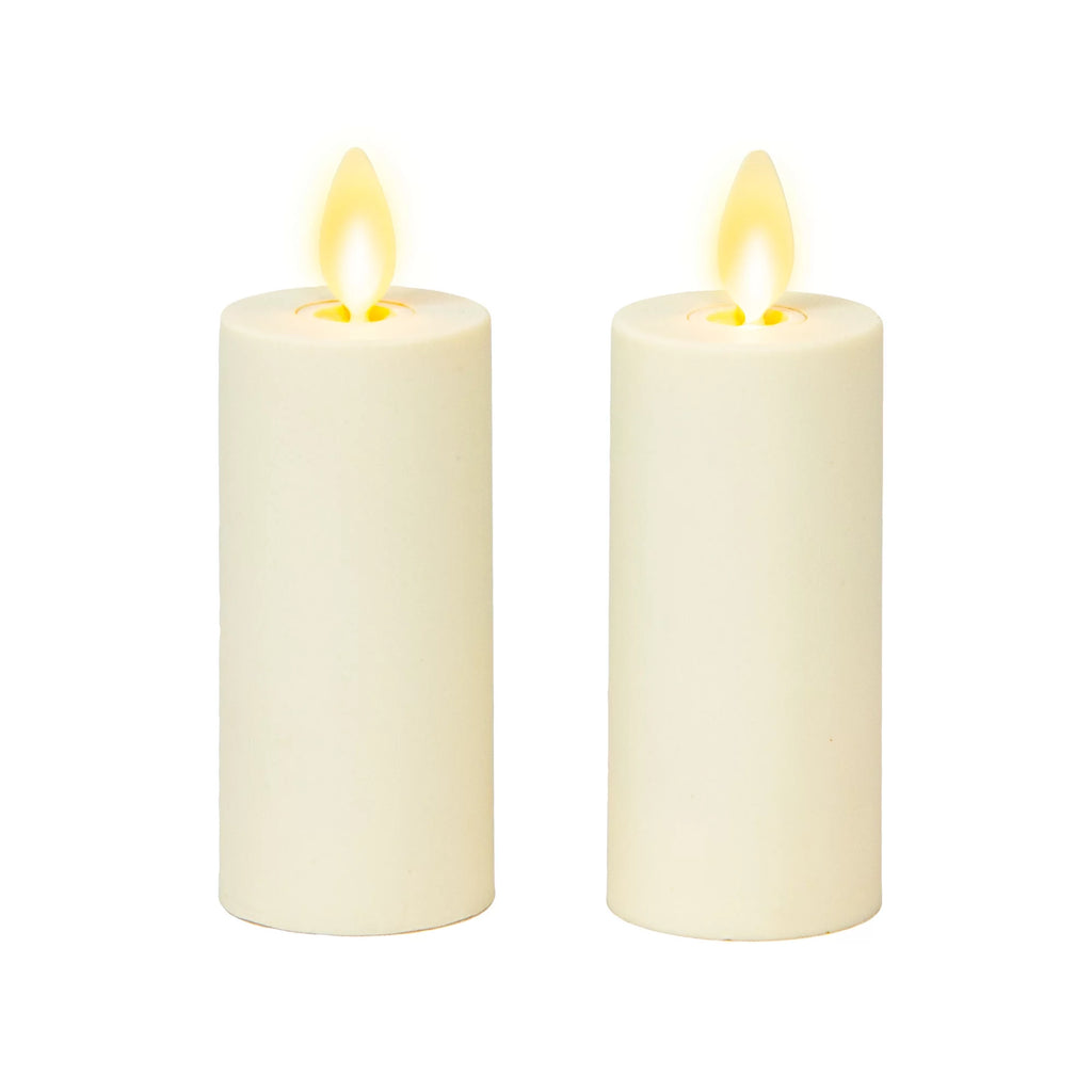 Realistic Artificial Moving Flame Votive Candle - Set of 2 - Ivory - 1.5" x 4" F9427