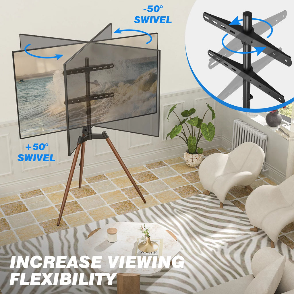 Adjustable Tripod Floor TV Stand with Mount for 32" to 65" Flat Screen TVs, Brown A897666