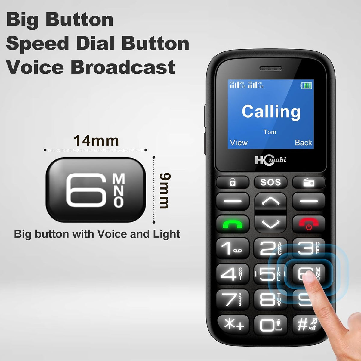 Unlocked Cell Phone with Big Button, SOS Button, Dual-SIM D90664