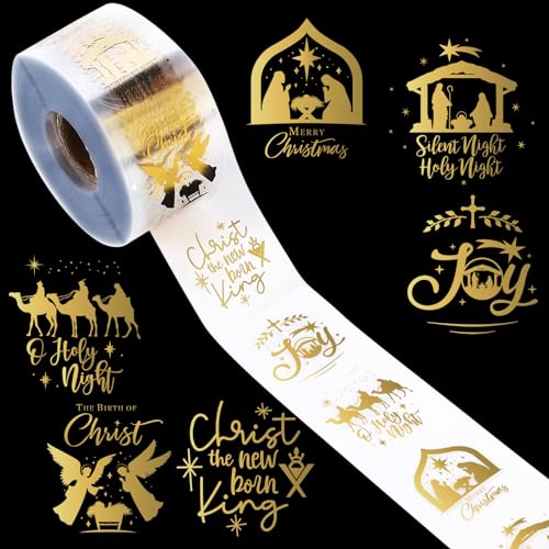 1000Pcs Clear Gold Foil Christmas Stickers Y853866