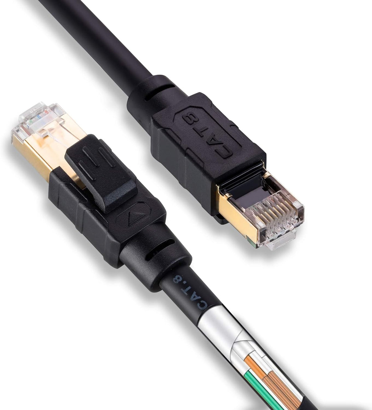 Cat 8 Ethernet Cable 200 ft 26AWG 40Gbps 2000Mhz with Gold Plated RJ45 Connector U54839