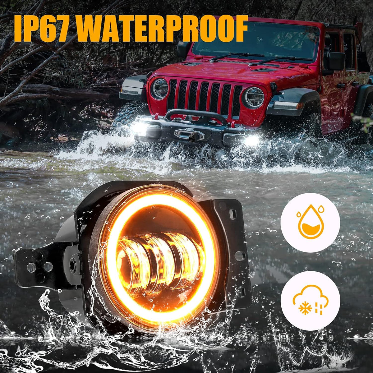 4 inch Round LED Fog Lights for Jeep Wrangler JL JLU 2018-2021 M783525